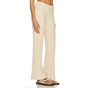 House of Harlow 1960 Cream Flare Pants SMALL Vacation Wide Ribbed Knit $188 NEW